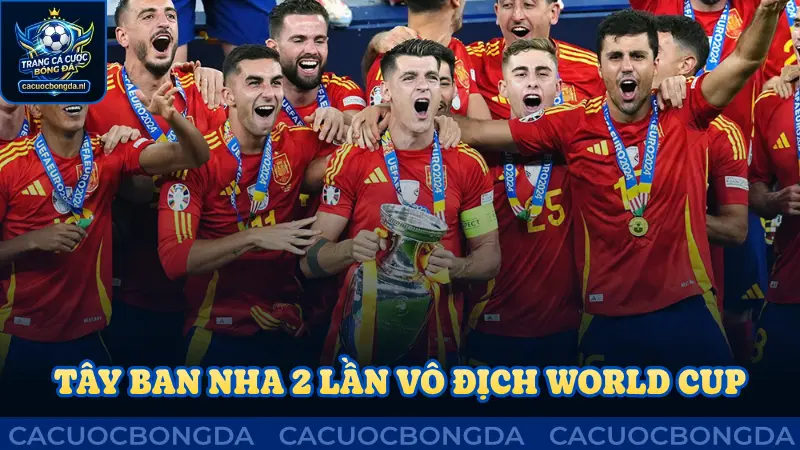 Tây Ban Nha cũng từng cán mốc 2 lần danh hiệu vô địch