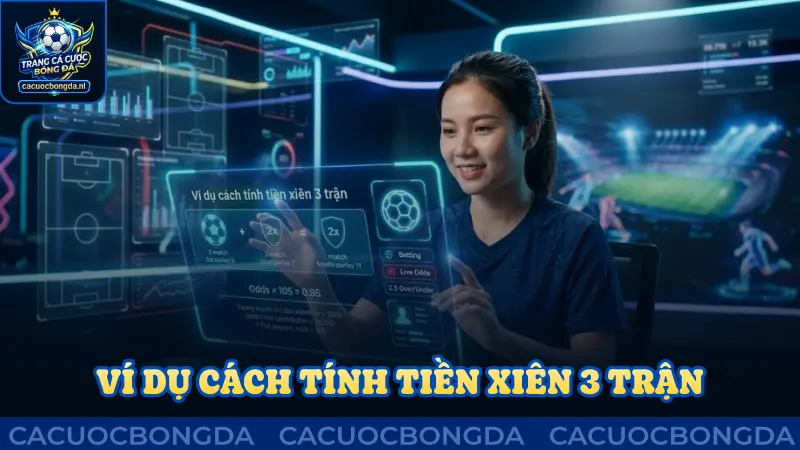 Ví dụ dễ hiểu về cách tính tiền xiên 3 trận